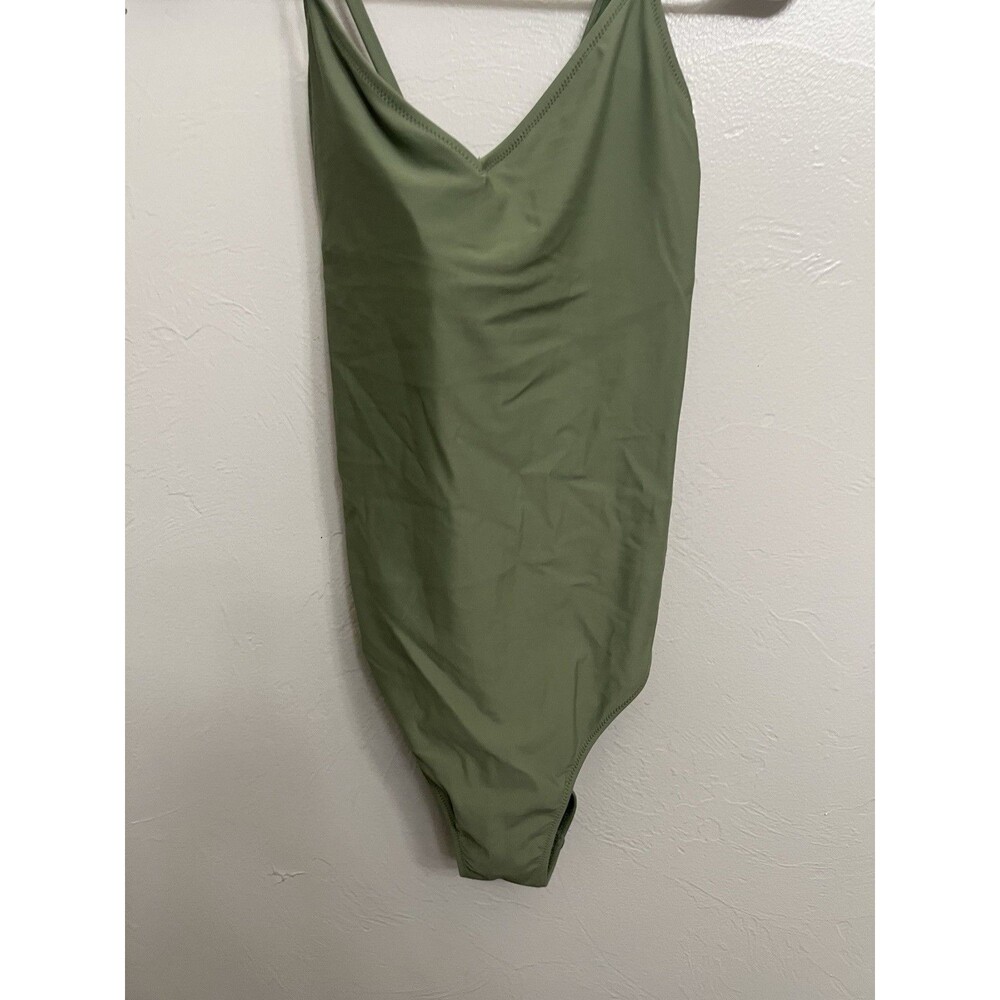Aerie One Piece Swimsuit Full Coverage Size Large Olive Green Strappy